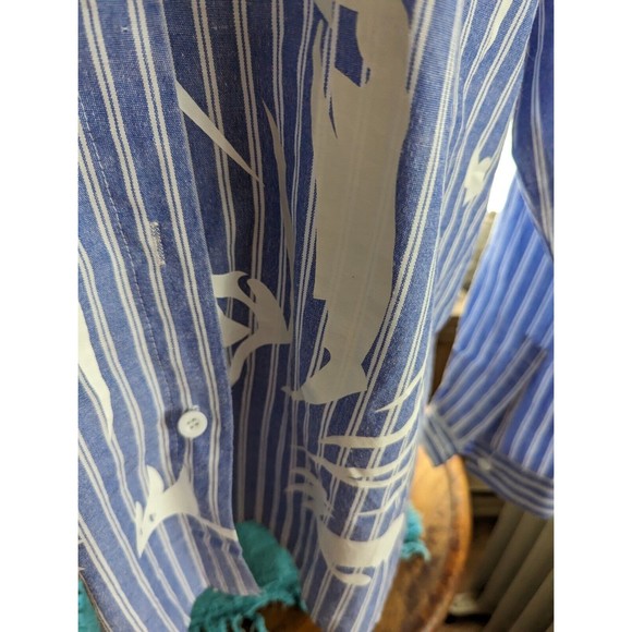 FHQ Collection Blue Striped LS Btn Down Sz 16 - Picture 5 of 5